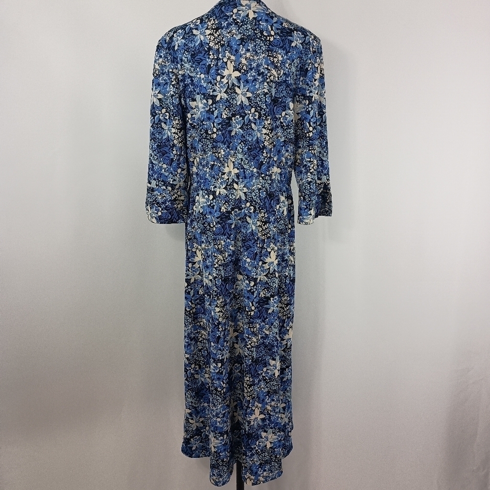 Vintage 80s Homemade Women's Blue Floral Blouson Long Maxi Dress Bloomcore Retro - Picture 4 of 9